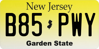 NJ license plate B85PWY