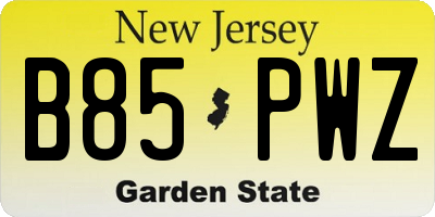 NJ license plate B85PWZ