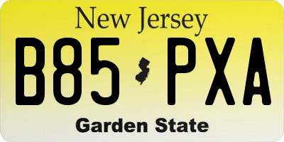 NJ license plate B85PXA
