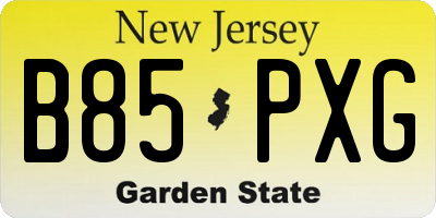 NJ license plate B85PXG