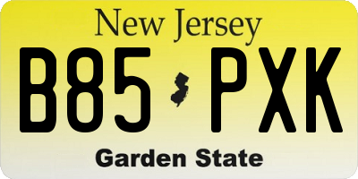 NJ license plate B85PXK