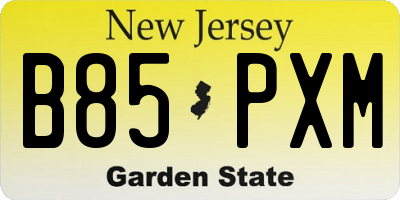 NJ license plate B85PXM