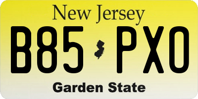 NJ license plate B85PXO