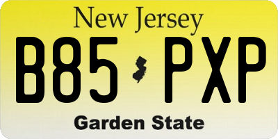 NJ license plate B85PXP