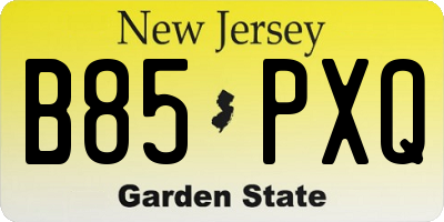 NJ license plate B85PXQ