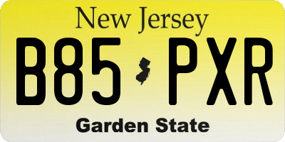 NJ license plate B85PXR