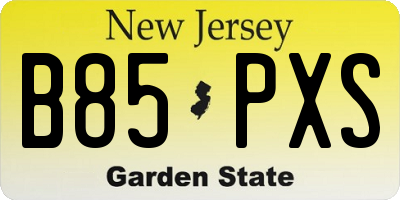 NJ license plate B85PXS