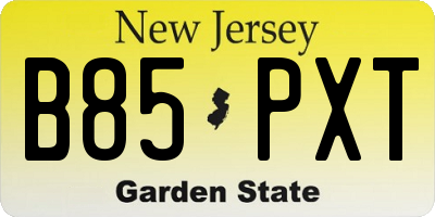 NJ license plate B85PXT