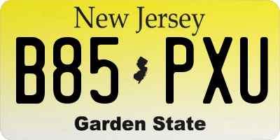 NJ license plate B85PXU