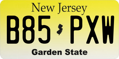 NJ license plate B85PXW