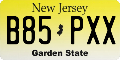 NJ license plate B85PXX