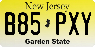 NJ license plate B85PXY
