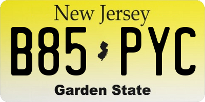 NJ license plate B85PYC