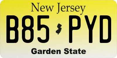NJ license plate B85PYD
