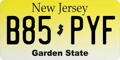 NJ license plate B85PYF