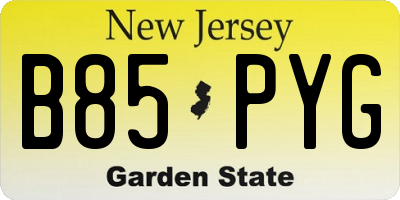 NJ license plate B85PYG