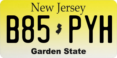 NJ license plate B85PYH