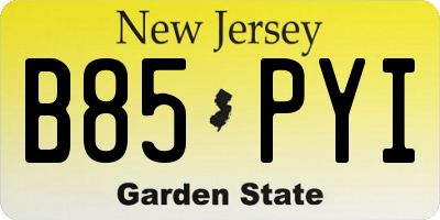 NJ license plate B85PYI
