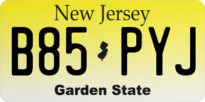 NJ license plate B85PYJ