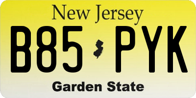 NJ license plate B85PYK