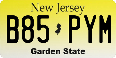 NJ license plate B85PYM