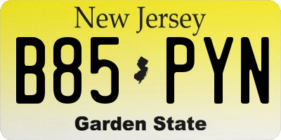NJ license plate B85PYN