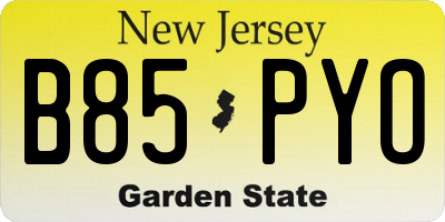 NJ license plate B85PYO