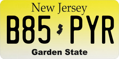 NJ license plate B85PYR