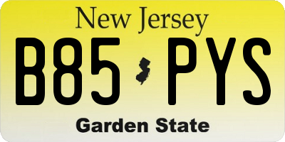 NJ license plate B85PYS