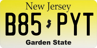 NJ license plate B85PYT