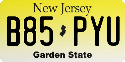 NJ license plate B85PYU