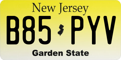 NJ license plate B85PYV