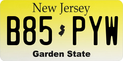 NJ license plate B85PYW