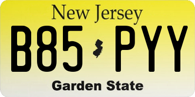 NJ license plate B85PYY