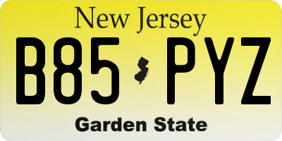 NJ license plate B85PYZ