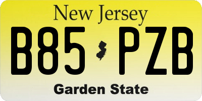 NJ license plate B85PZB