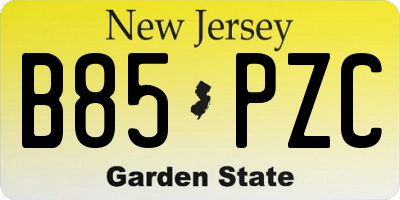 NJ license plate B85PZC
