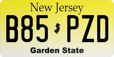 NJ license plate B85PZD