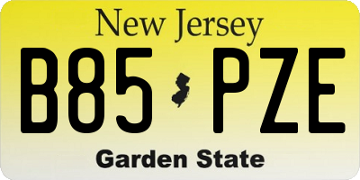 NJ license plate B85PZE
