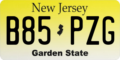 NJ license plate B85PZG