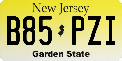 NJ license plate B85PZI