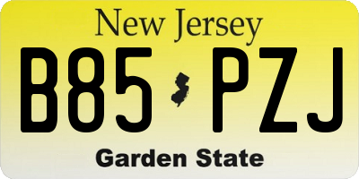 NJ license plate B85PZJ