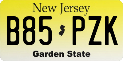 NJ license plate B85PZK