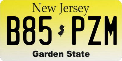 NJ license plate B85PZM