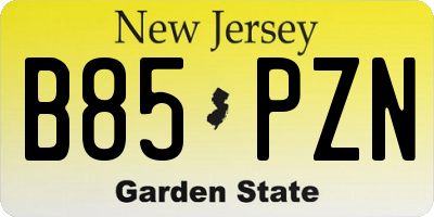 NJ license plate B85PZN