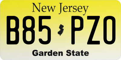 NJ license plate B85PZO