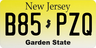 NJ license plate B85PZQ