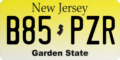 NJ license plate B85PZR