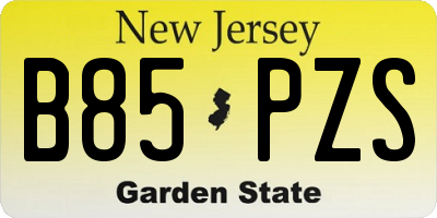 NJ license plate B85PZS