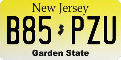 NJ license plate B85PZU